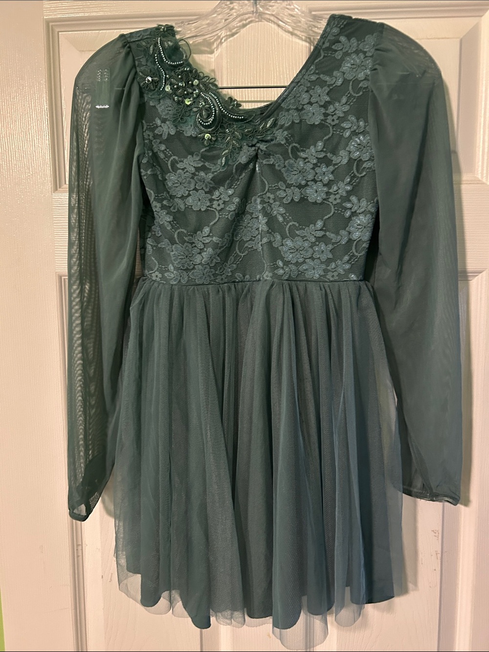 Weissman Sage Green Lace & Tulle Dance Dress